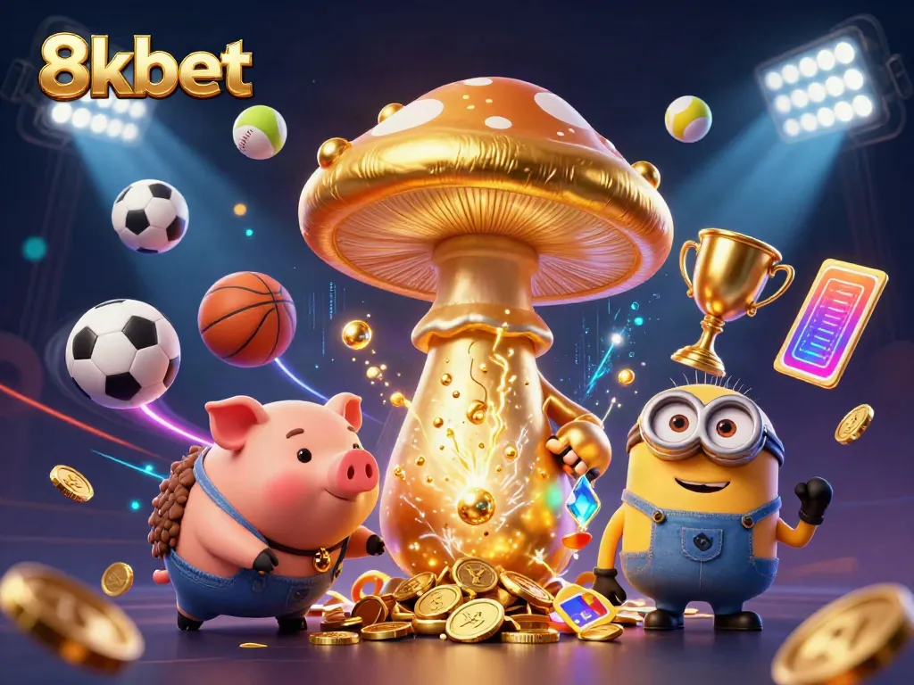 Experience the thrill of 8xbet with a magical 3D illustration of online betting elements.