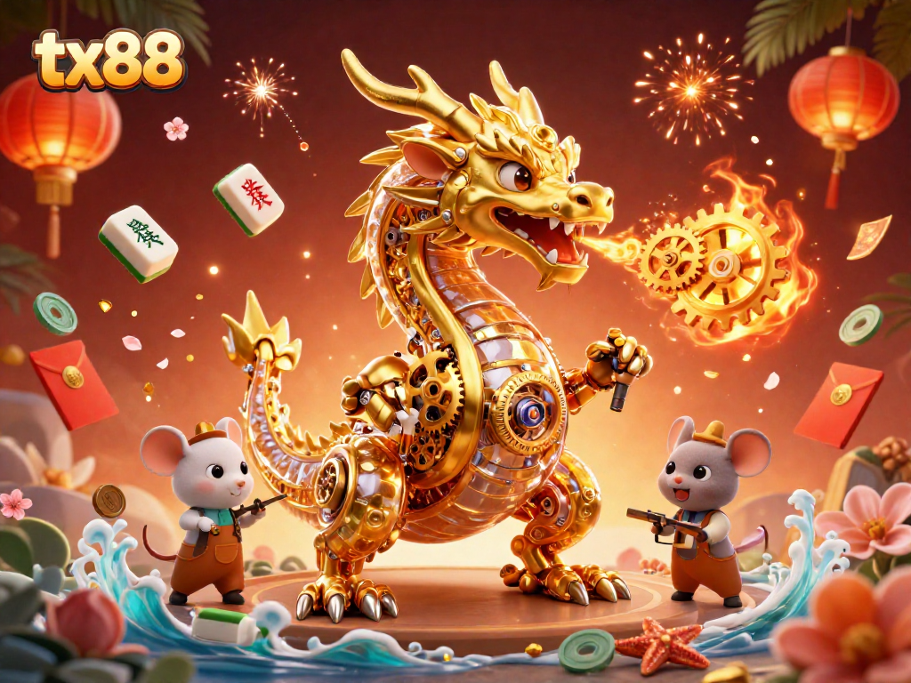 Experience the rich gameplay of tx88 with a festive casino atmosphere and vibrant golden elements.