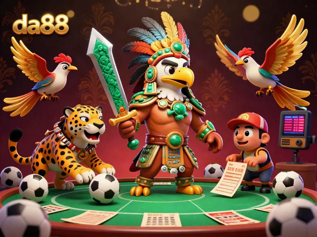 Experience sports betting excitement with da88's captivating illustration featuring dynamic betting elements.