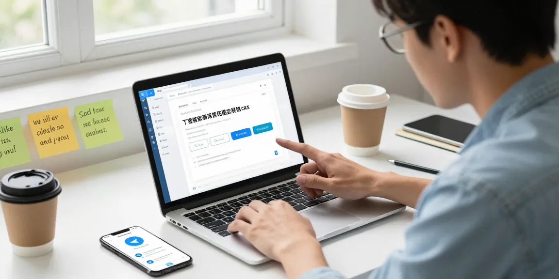 将Telegram界面切换为中文的用户在现代办公桌前专注操作