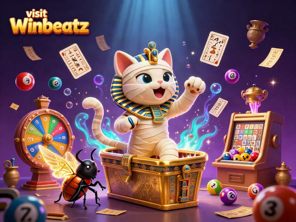 Experience thrilling lotteries with the Egyptian mummy cat - visit Winbeatz and win big!