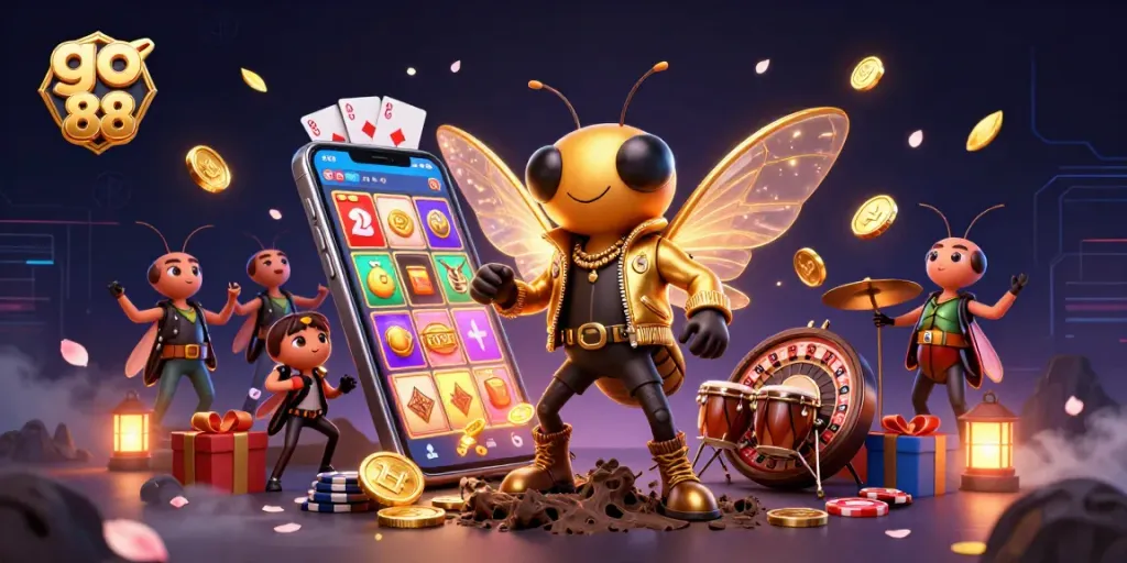 Trải nghiệm game go 88 với chú ve sầu 3D đậm chất giải trí hấp dẫn cùng các yếu tố cá cược đa dạng.