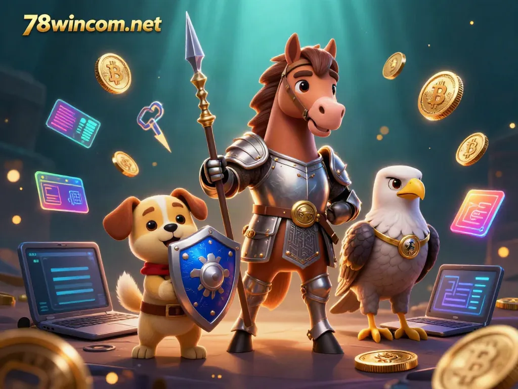 Experience the thrill of winning at 78wincom net amidst a dynamic gambling scene featuring charming characters.