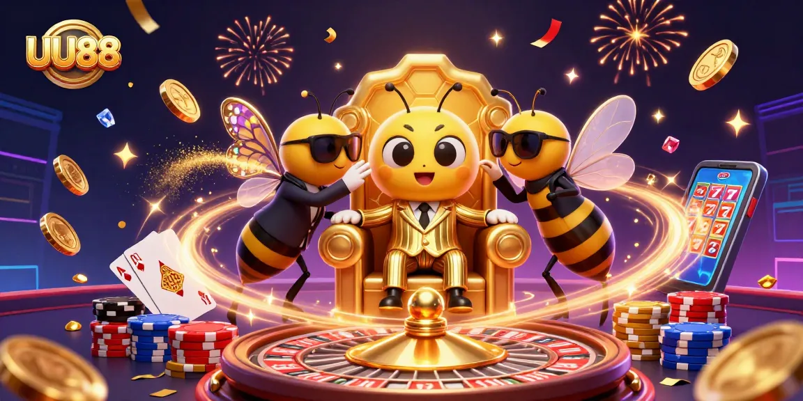 Engage with UU88's dynamic gaming arena featuring vibrant characters and captivating casino elements.