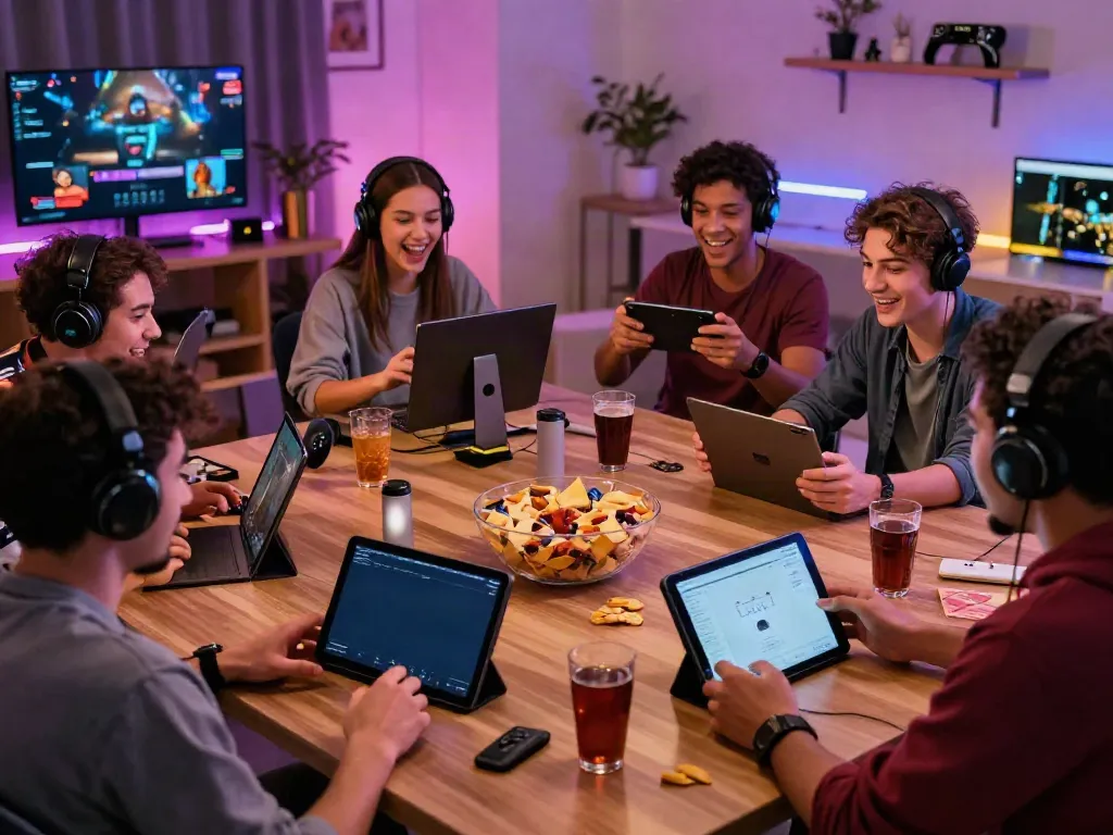Engaging gaming experience with friends on https://sky88tg.com/ in a lively setting.