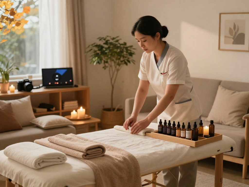 Experience 안산출장안마 with a skilled therapist in a serene home massage setting enhancing relaxation.