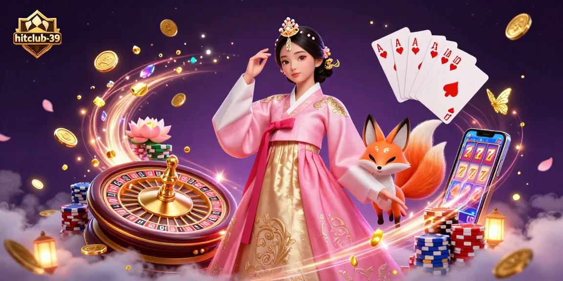 Experience thrilling games at hitclub-39 with vibrant characters amidst cascading coins and dynamic casino elements.