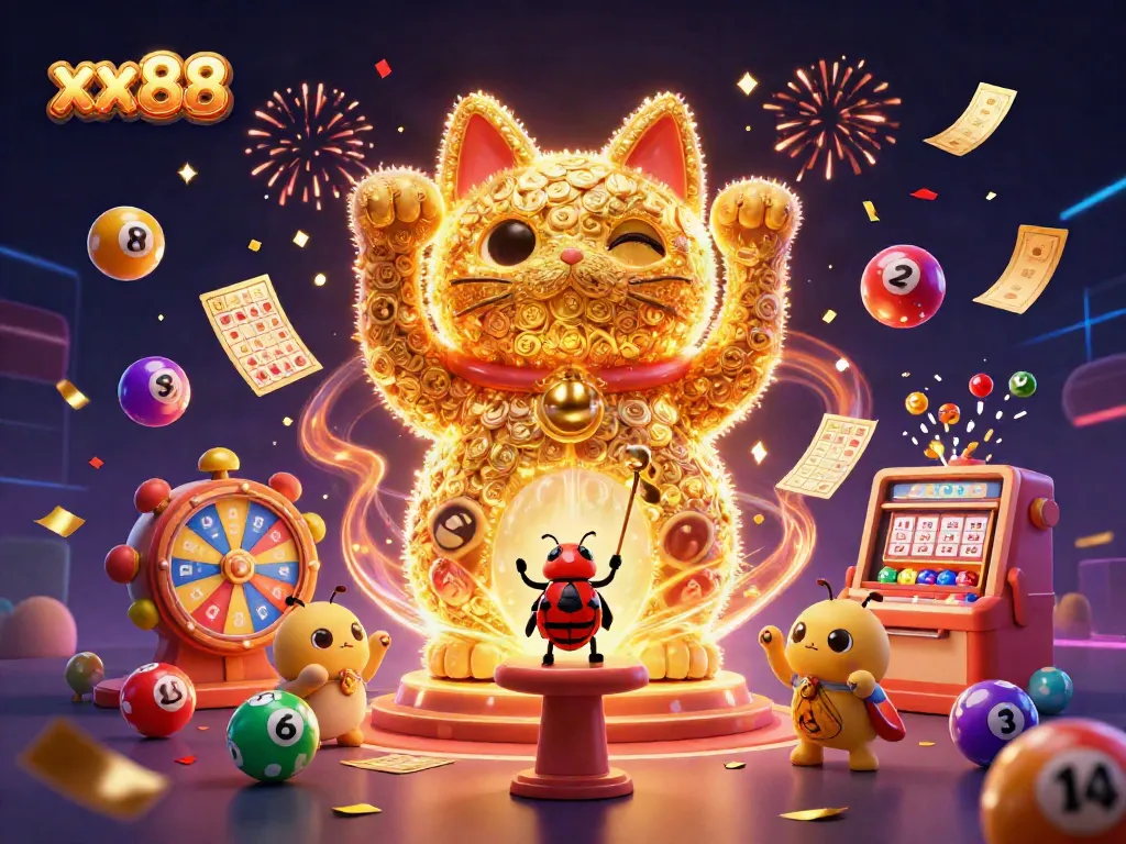 Engage with the enchanting world of xx88's vibrant lottery and casino illustration.