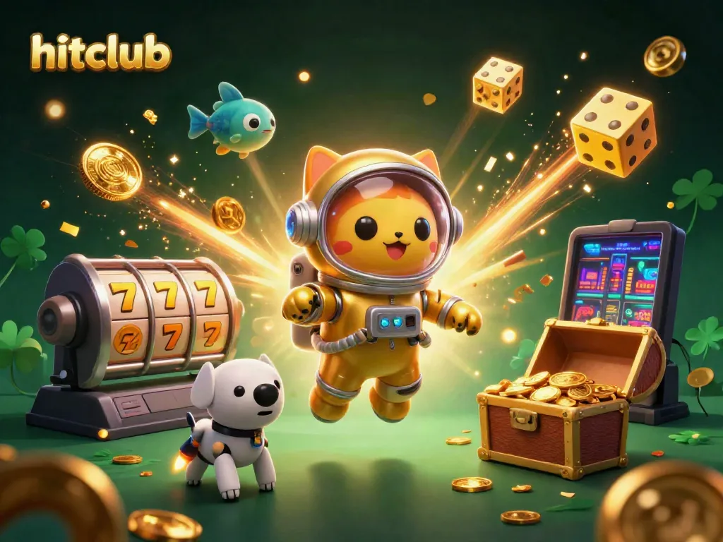 Experience thrill and jackpot excitement with hitclub in a vibrant cosmic casino scene.