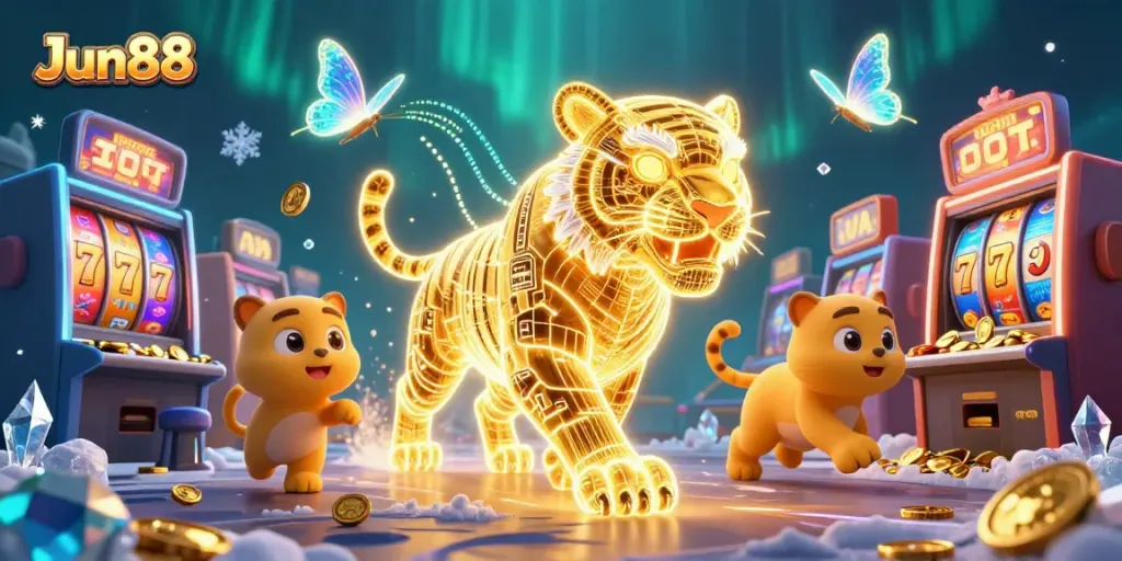Trải nghiệm Jun88 với hổ vàng và trò chơi slot nhiều màu sắc đầy mãn nhãn.