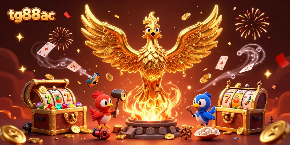 Experience the excitement of tg88ac with a golden phoenix amidst vibrant jackpot elements.