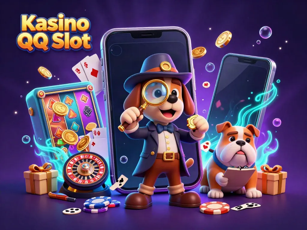 Experience the thrill of gaming with Kasino QQ Slot featuring playful characters and vibrant casino elements.